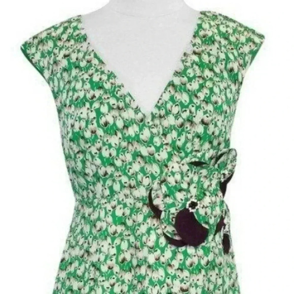 {Anthropologie} Moulinette Soeurs Green Silk Undercurrent Tulip Print Dress - Picture 5 of 14